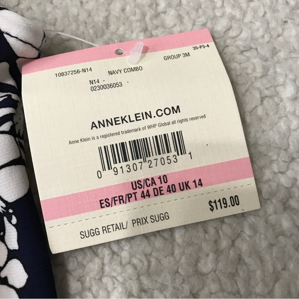 Anne Klein Floral Maxi Dress Navy Blue White Stretchy Size 10 - Picture 7 of 12